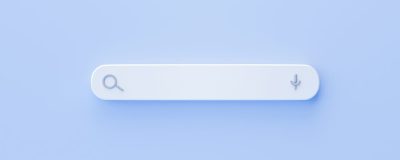 White bar search web search engine on blue background 3d rendering